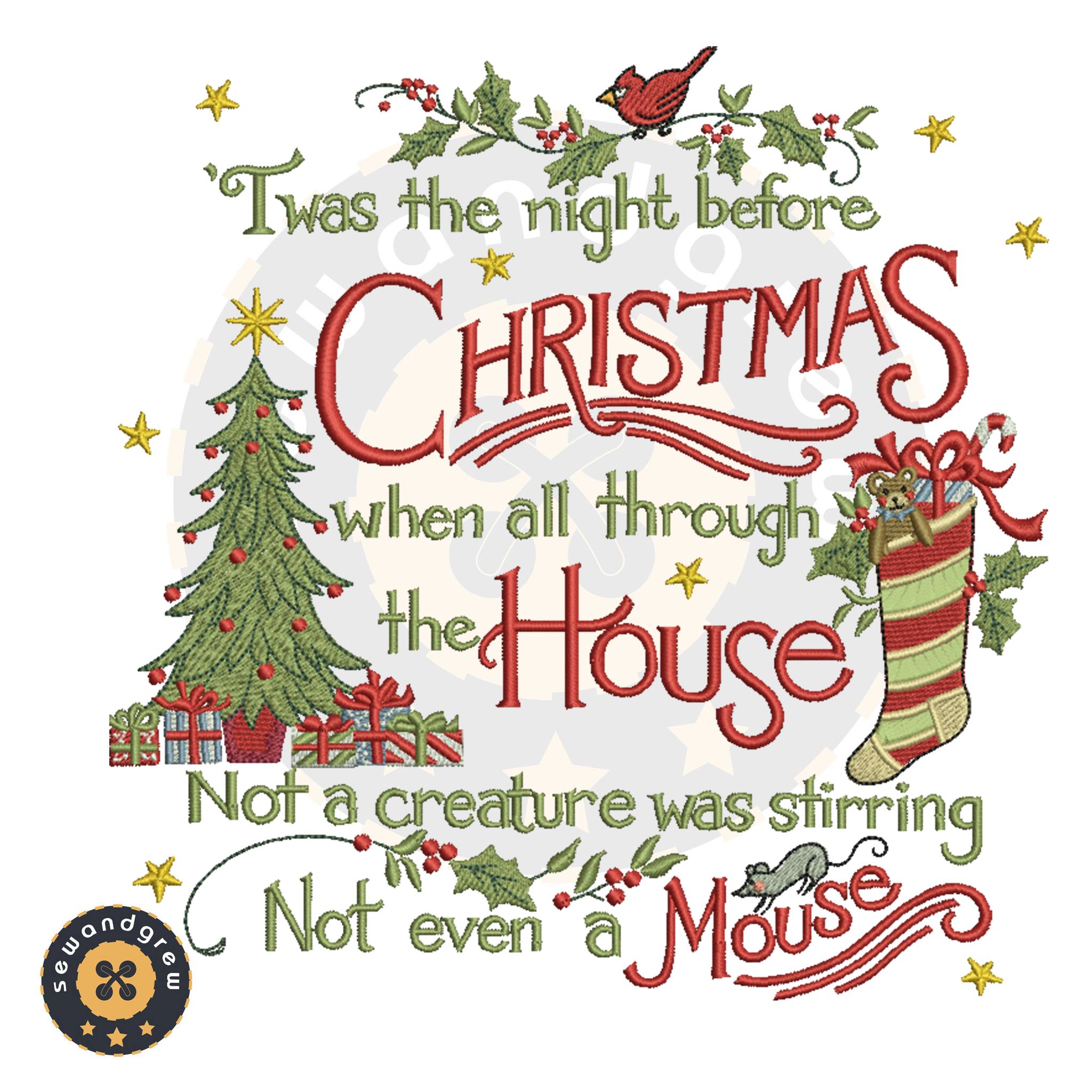 TWAS THE NIGHT BEFORE EMBROIDERY DESIGN