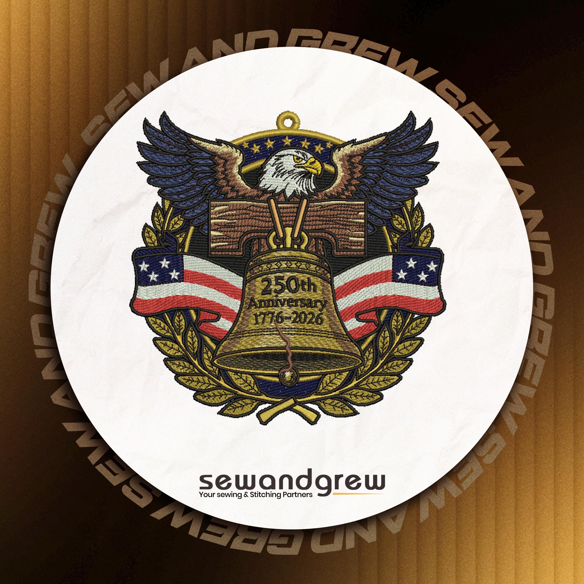 250th Anniversary Eagle Ornament Embroidery Design