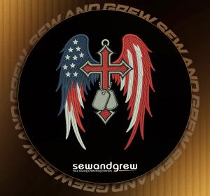 American Winged Cross FSL Embroidery design