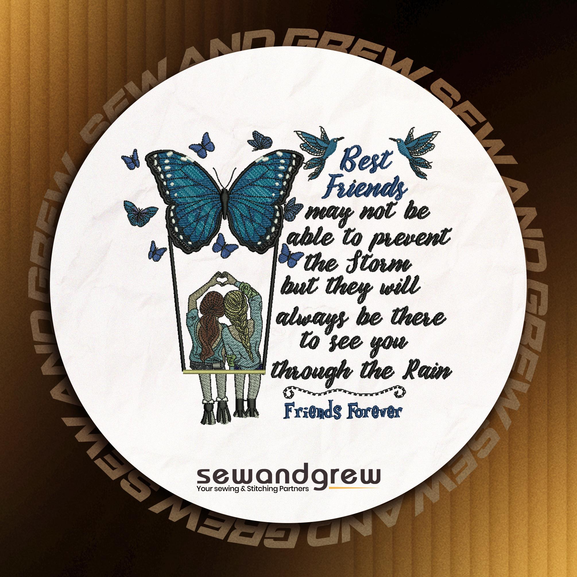 Best Friends with Quotes Embroidery Design