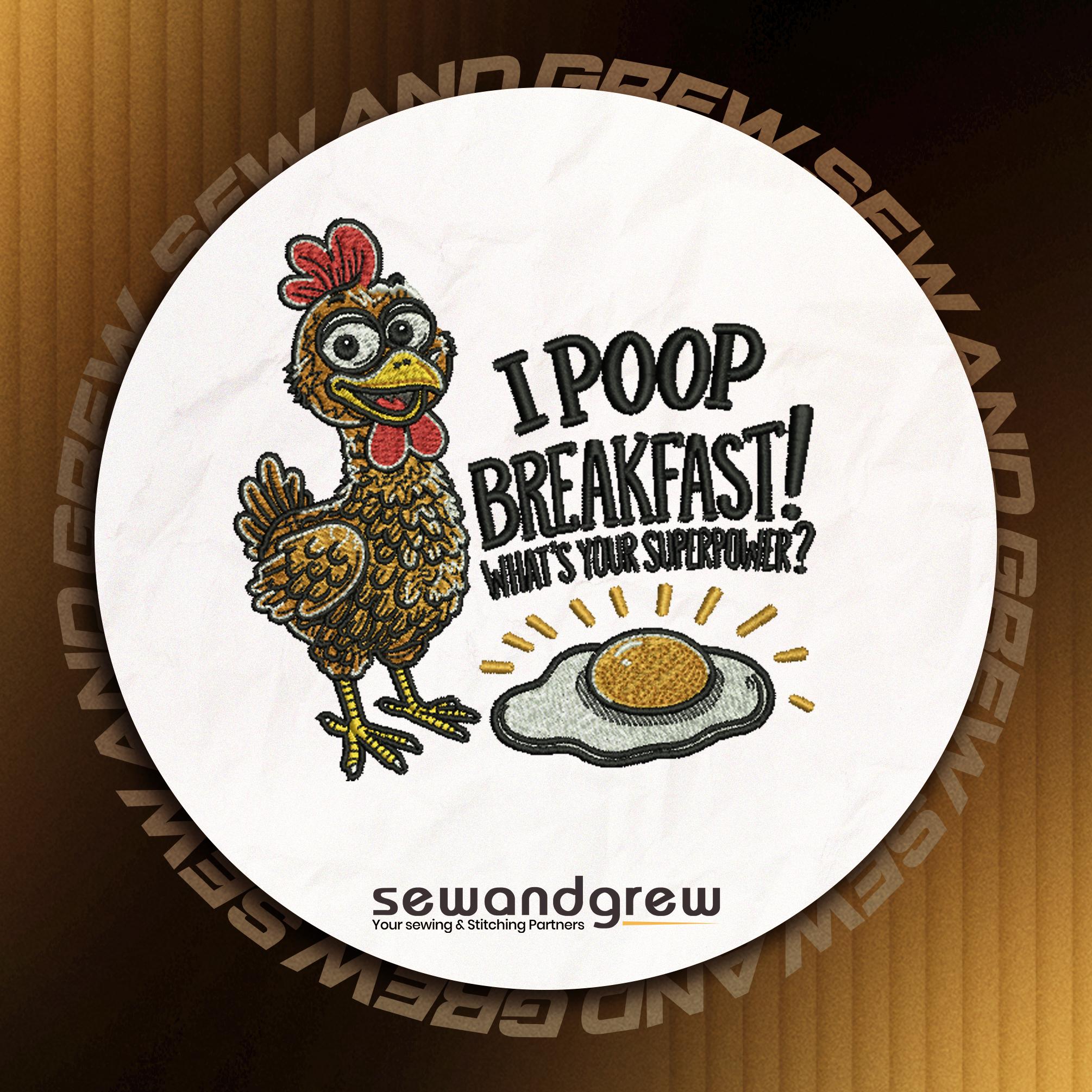 Breakfast Hen Embroidery Design