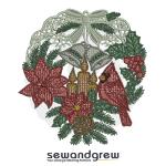 FSL Christmas Candle Cardinal 5 wide Embroidery design