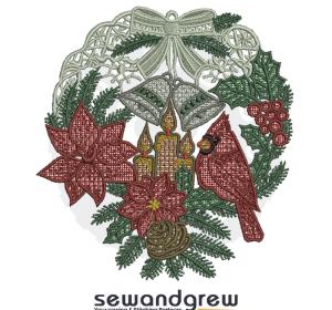 FSL Christmas Candle Cardinal 5 wide Embroidery design
