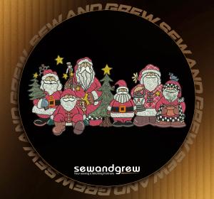Christmas Santas Embroidery Design