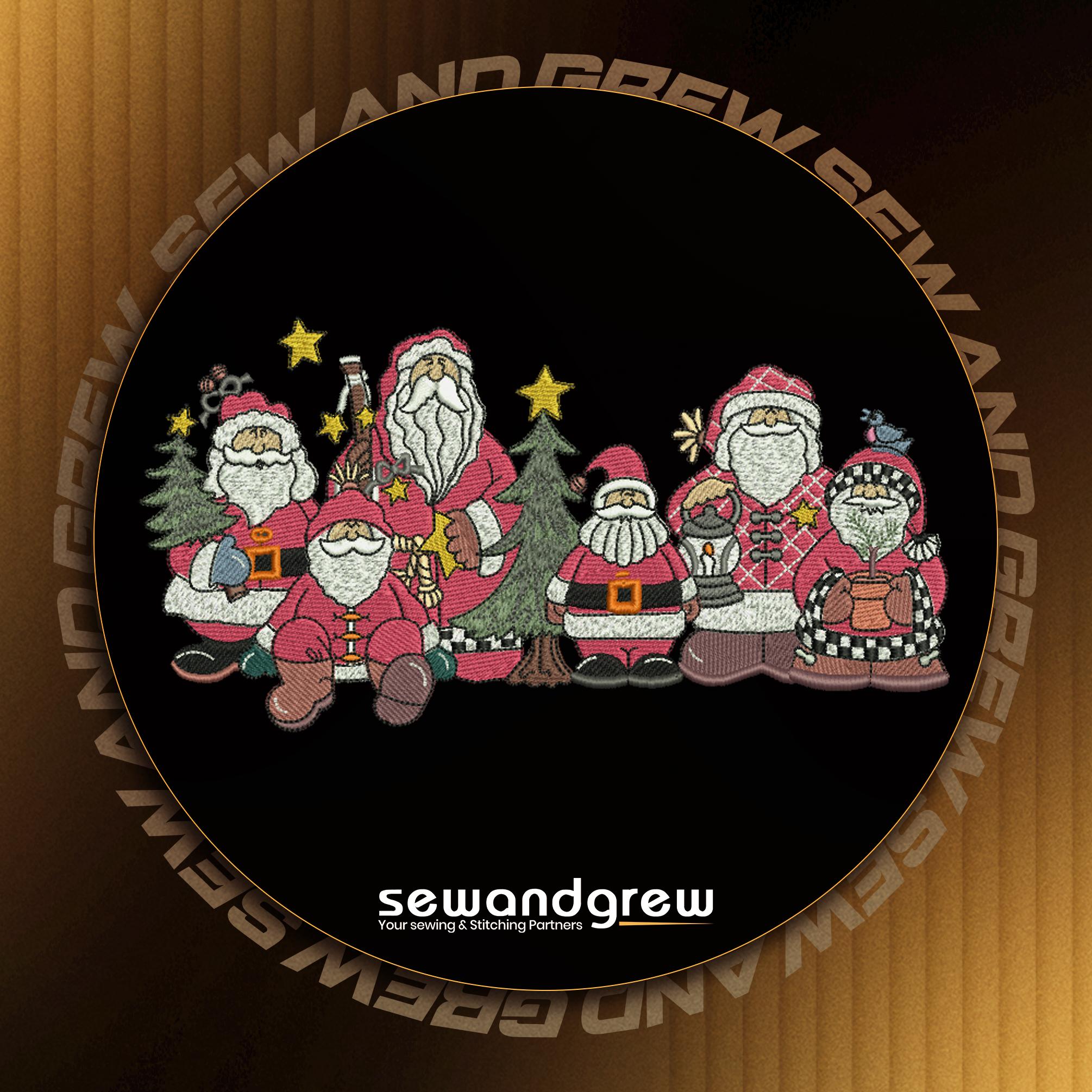 Christmas Santas Embroidery Design