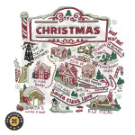 Vintage Christmas City 5 inch Embroidery Design