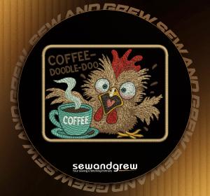 Coffee Doodle-doo Digital Embroidery Design