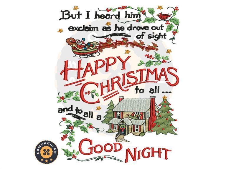 Goodnight Christmas Embroidery Design