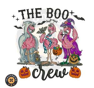 Flamingo Halloween Embroidery Design