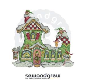 Elf Shoe House Embroidery Design