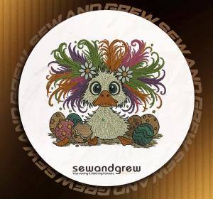 Fluffy Eater Duck Embroidery Design