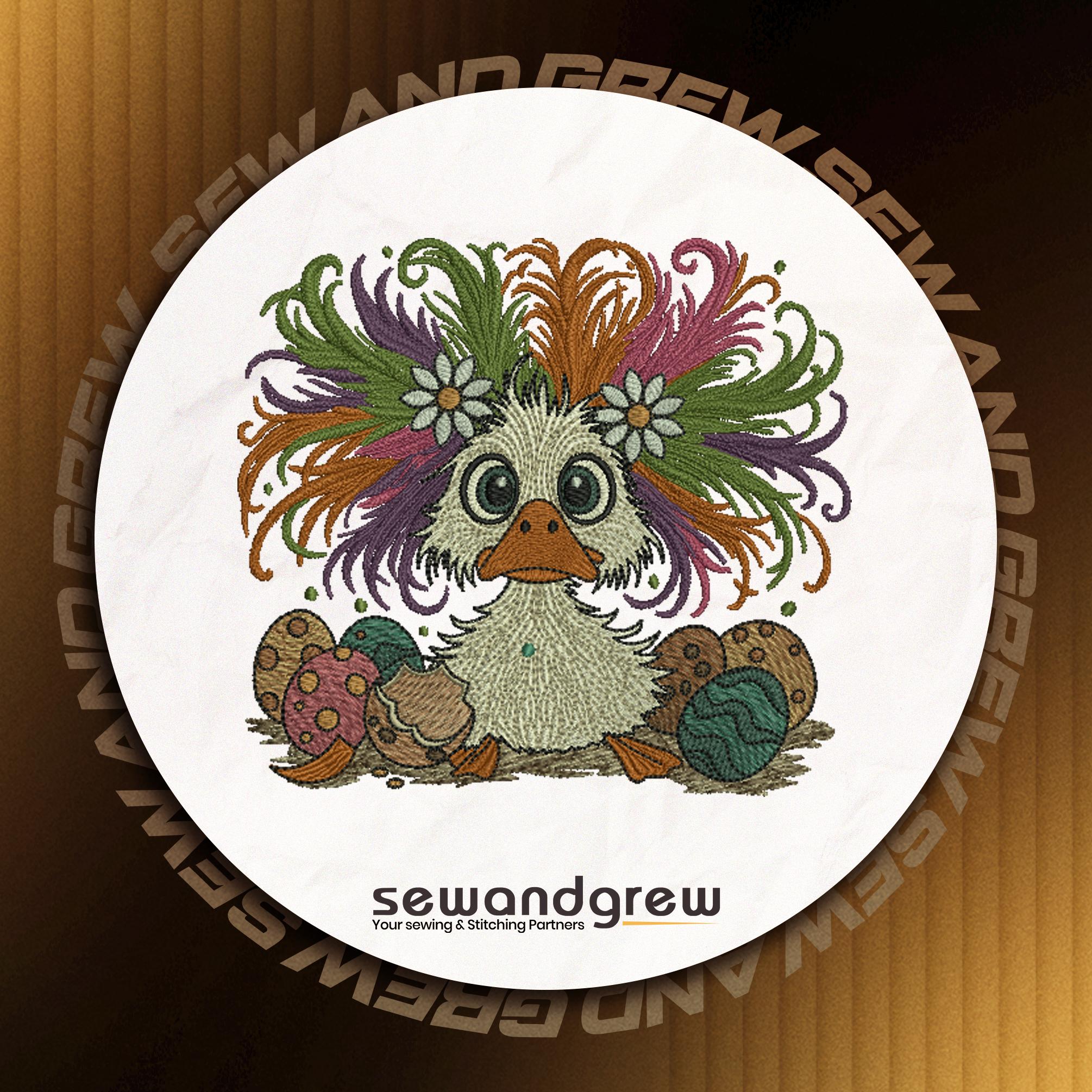 Fluffy Eater Duck Embroidery Design