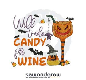 Trade candy for wine Embroidery Design