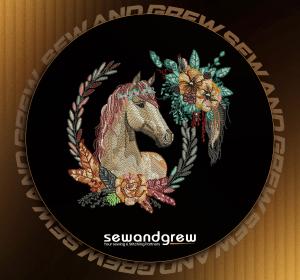 Decorative horse Embroidery Design
