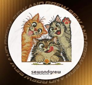 Goofy Cats Embroidery Design
