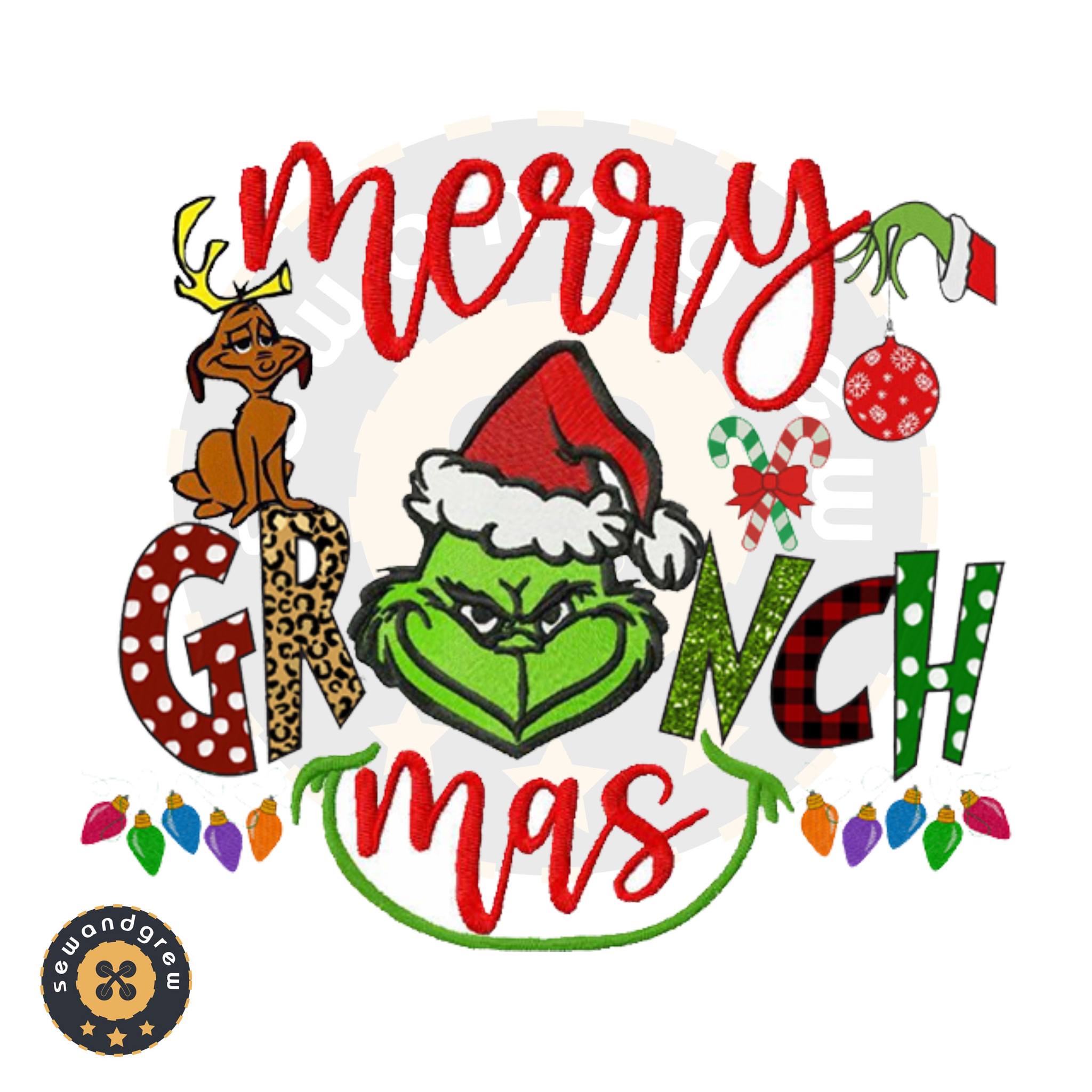 MERRY GRINCH MAX EMBROIDERY DESIGN