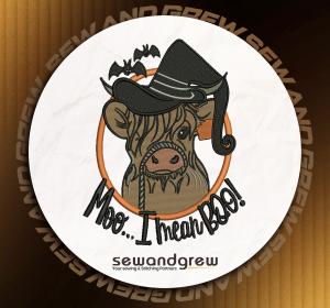 Halloween Highland Cow Embroidery Design