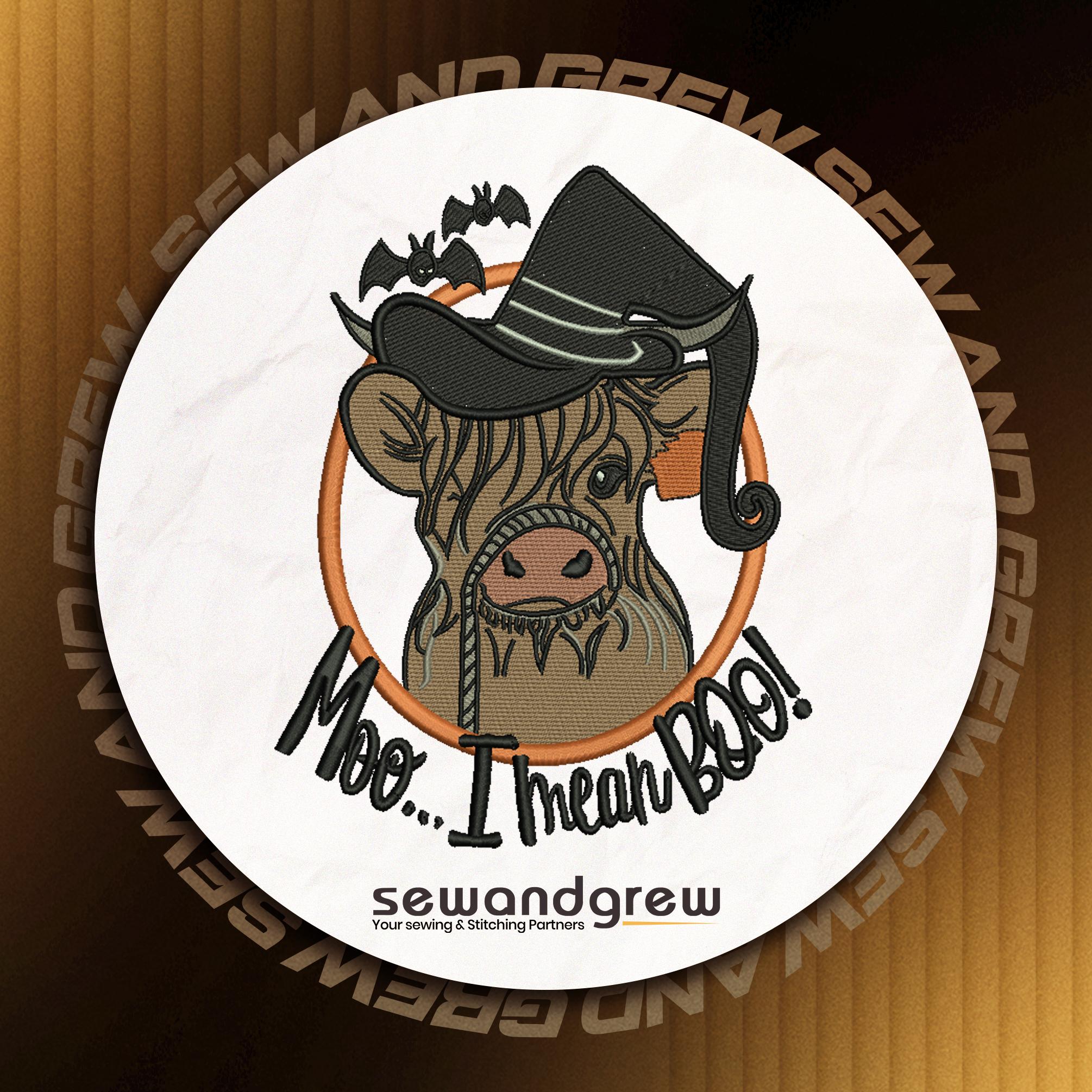 Halloween Highland Cow Embroidery Design