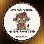 I am fine Christmas Highland cow Embroidery Design