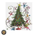 CLASSIC GRINCH CHRISTMAS TREE CROSS STITCH