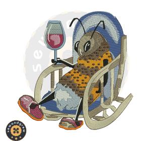 Bee Wine Embroidery Design