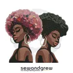 Afro Sisters 8 inch Embroidery Design