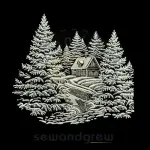 Winter House Embroidery Design