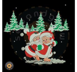 Mr & Mrs Santa Embroidery Design