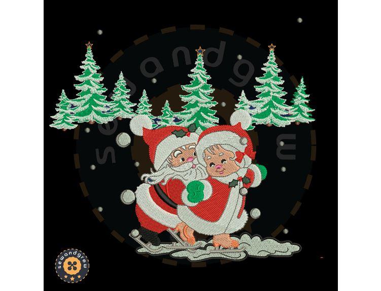 Mr & Mrs Santa Embroidery Design