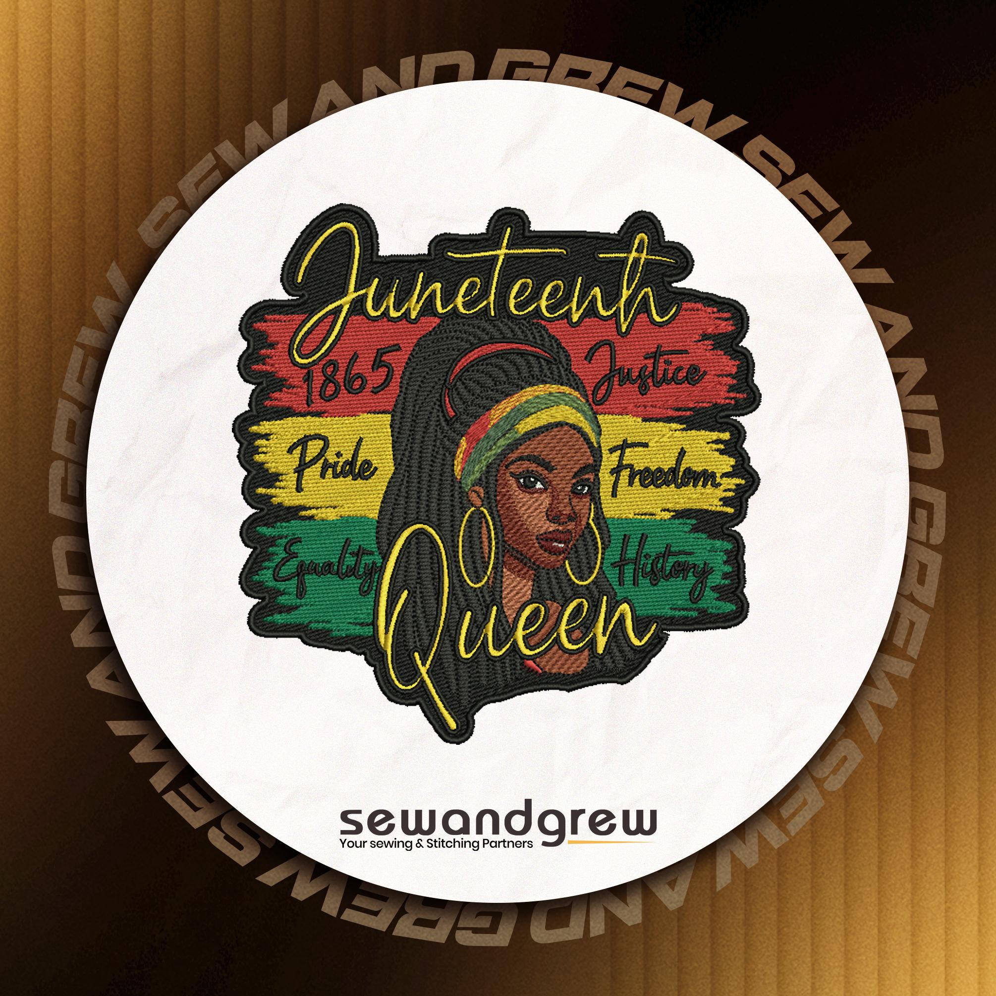 Juneteenth Queen Embroidery Design