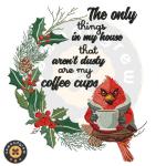 Coffee Cardinal Embroidery Design