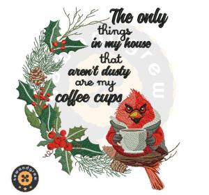 Coffee Cardinal Embroidery Design