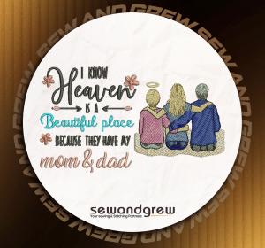 Mom and Dad in heaven 5 inch Embroidery Design