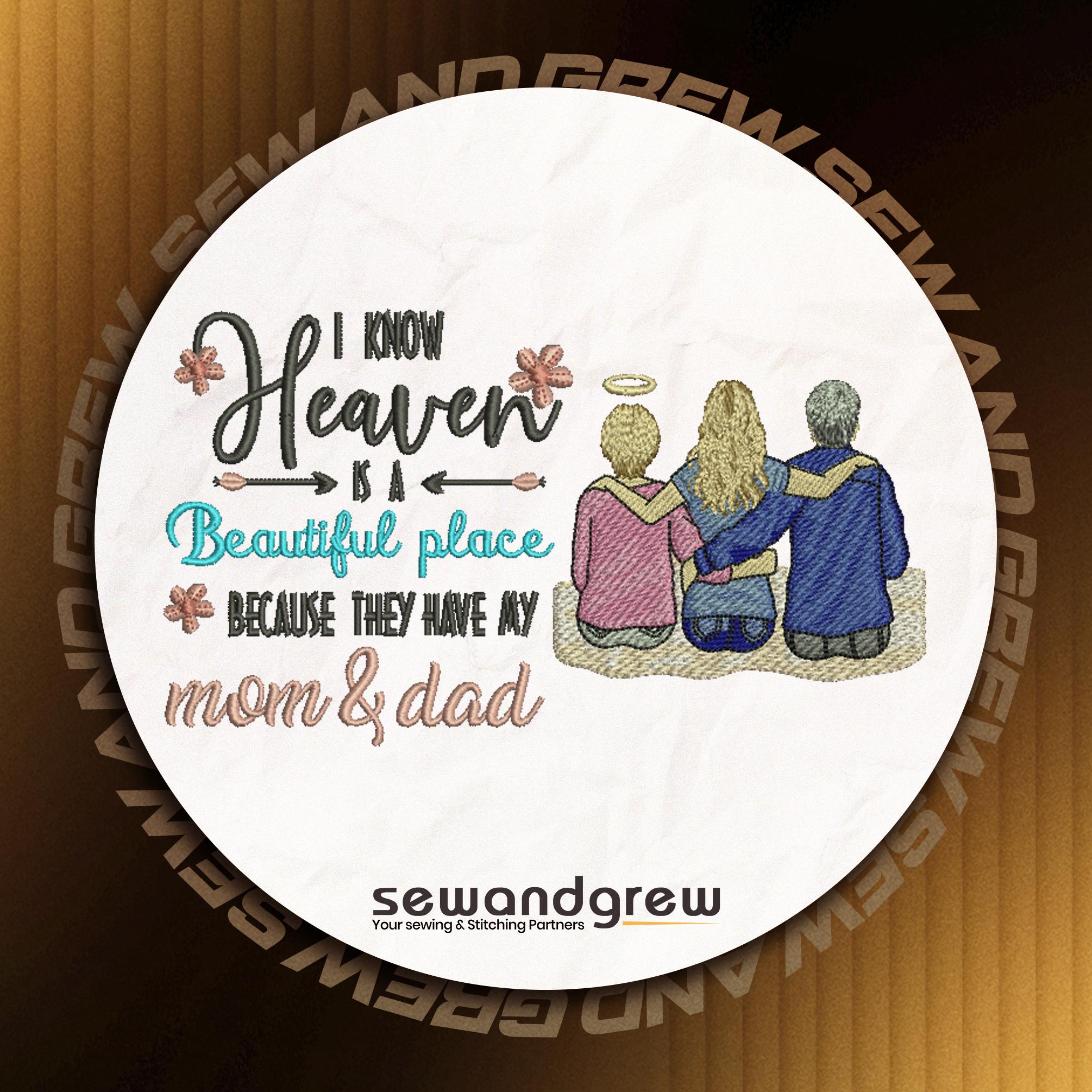 Mom and Dad in heaven 5 inch Embroidery Design