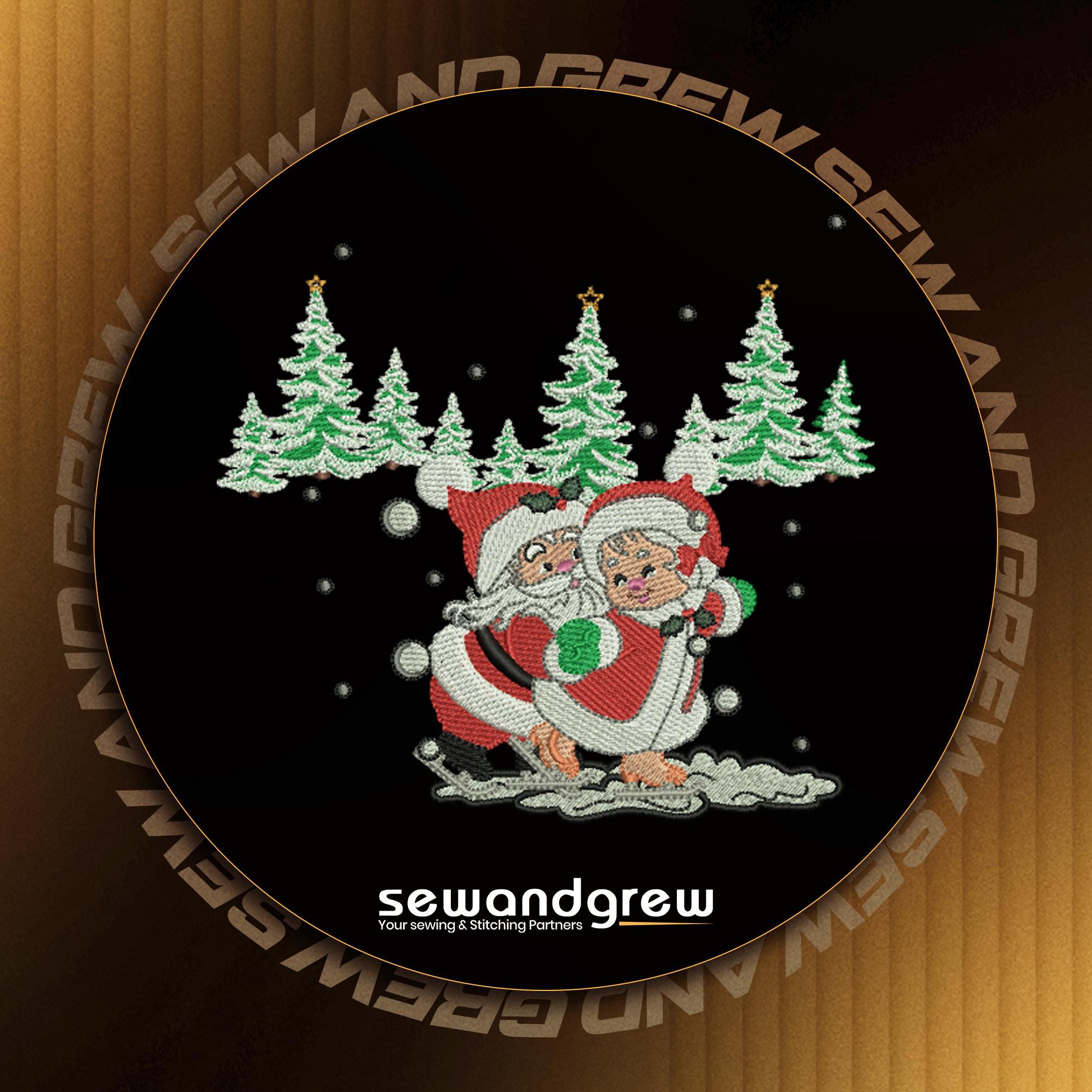 Mr & Mrs Santa Embroidery Design