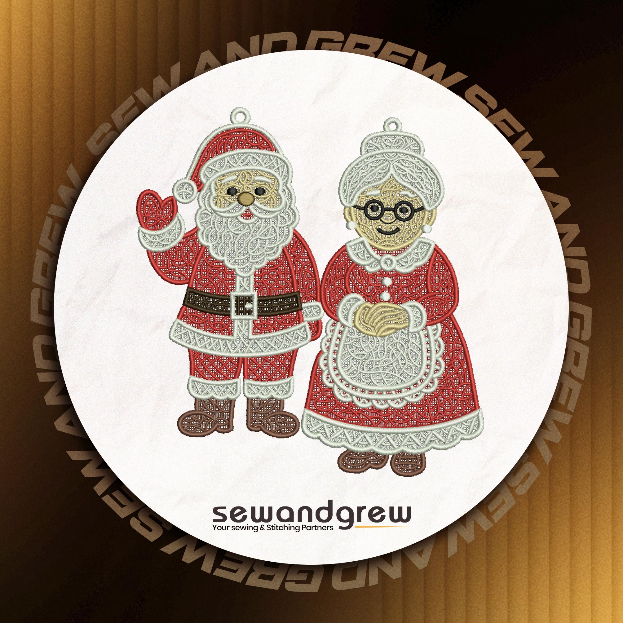 FSL Mr and Mrs Santa Embroidery Design