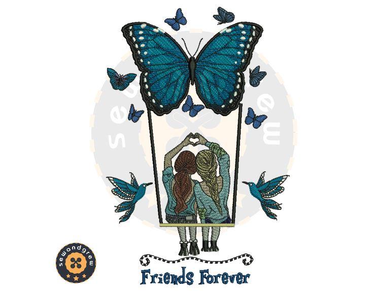Best Friends Forever Embroidery Design