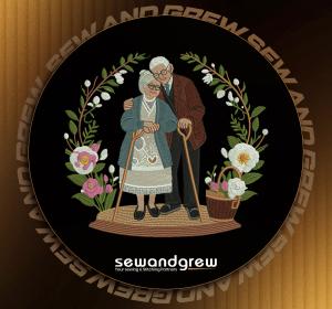 Old Couple Embroidery Design