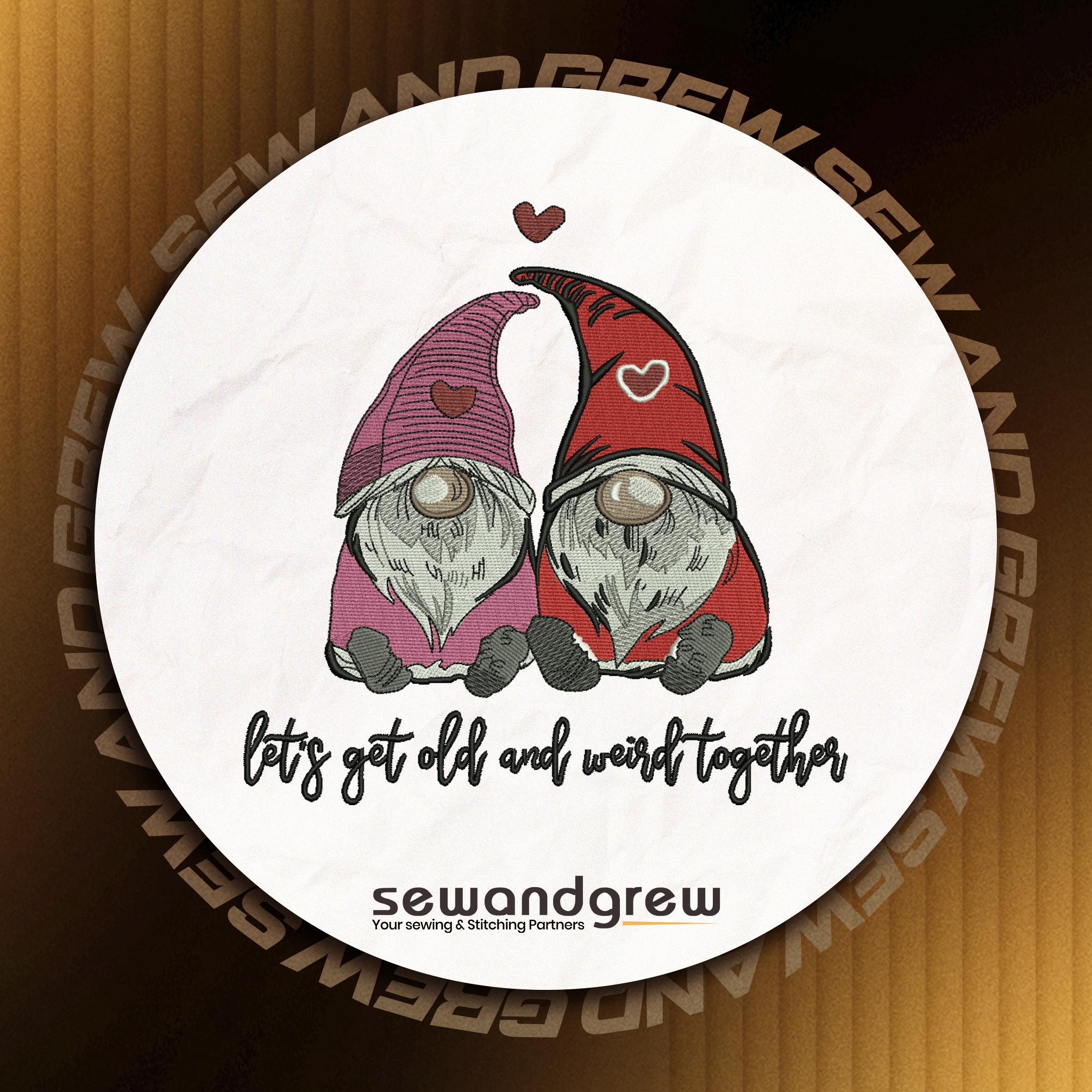 Lets get older Couple Embroidery Design