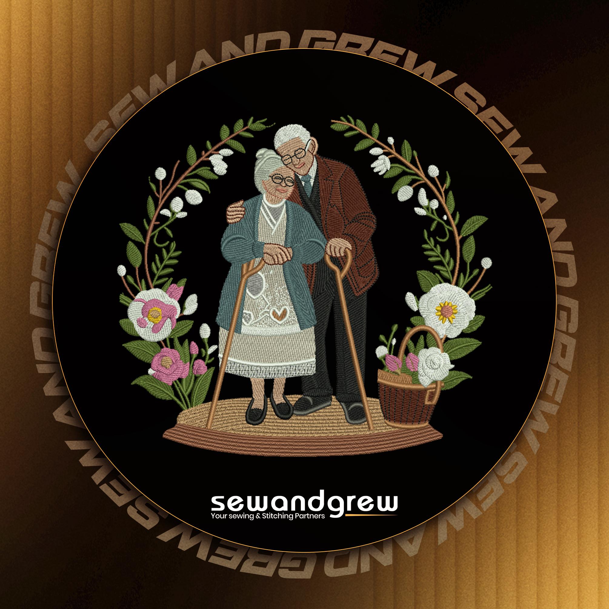 Old Couple Embroidery Design