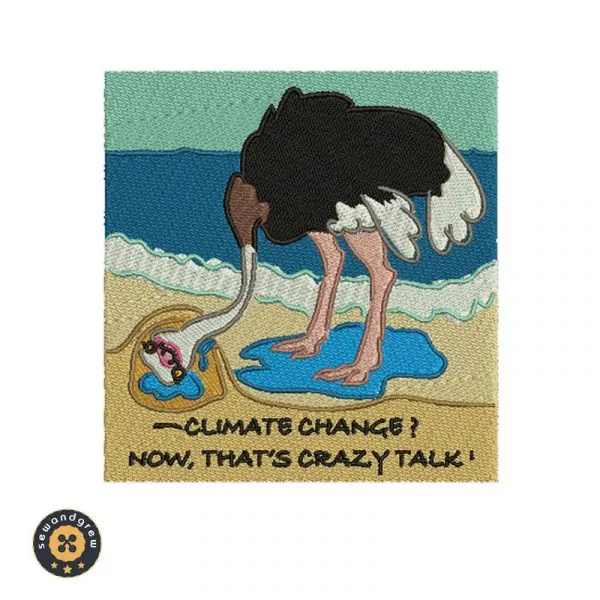 Beach Ostrich Embroidery Design