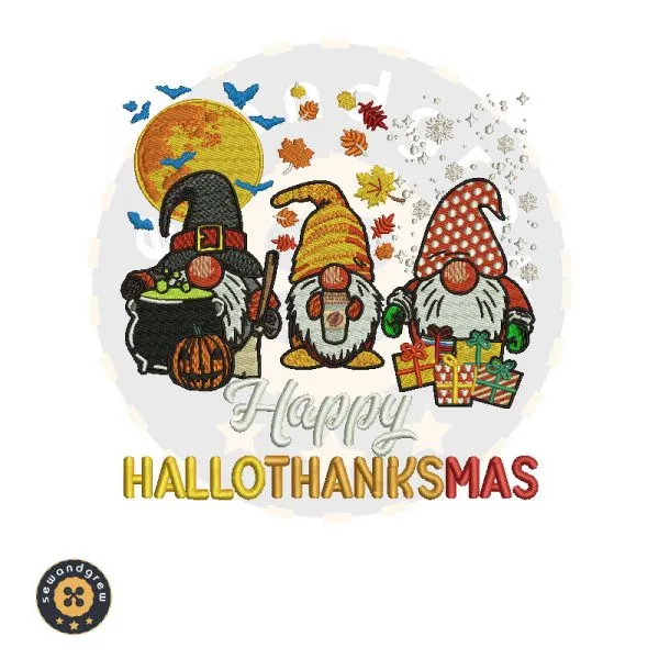 Happy HalloThanksMas Embroidery Design