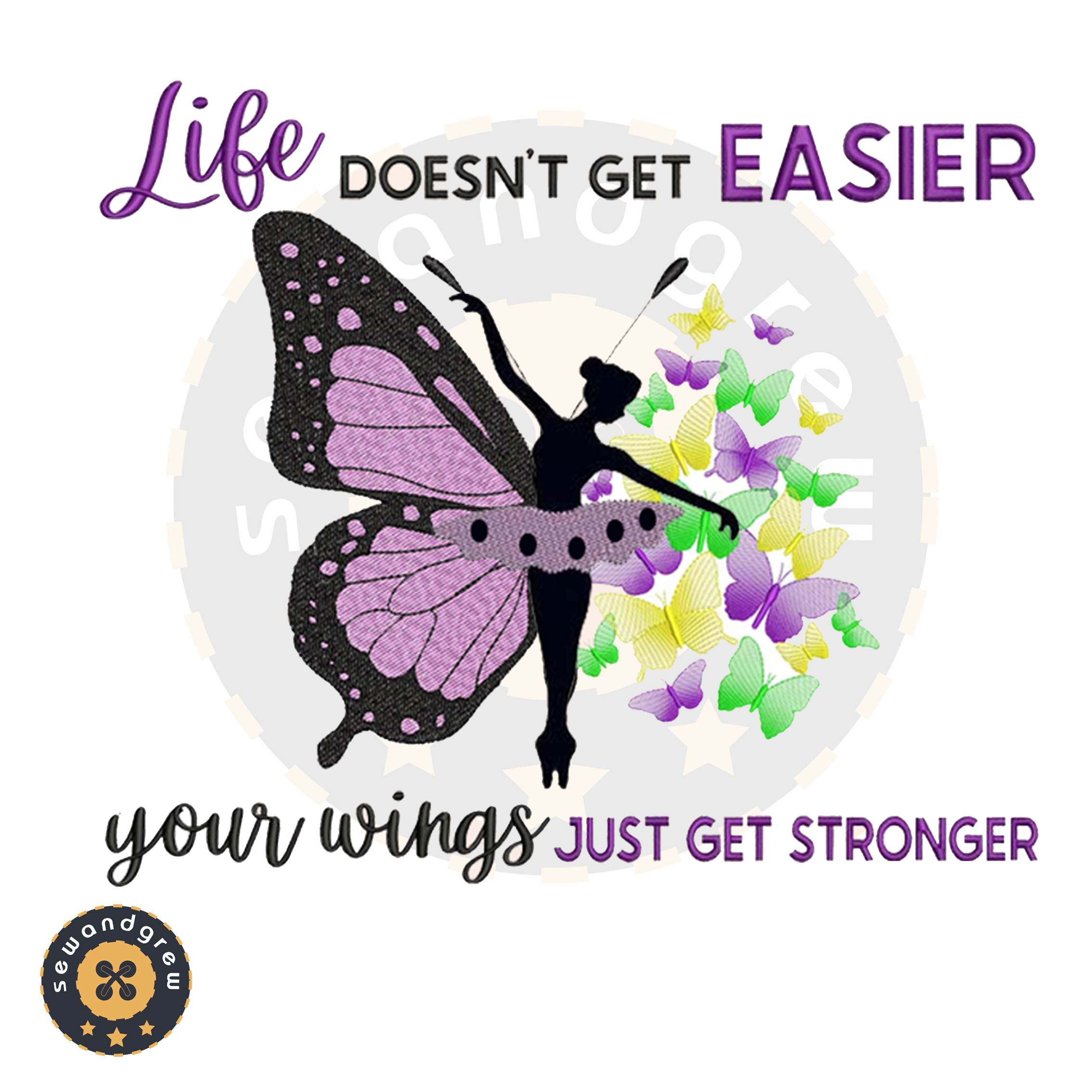 Butterfly Ballerina Wings Embroidery Design