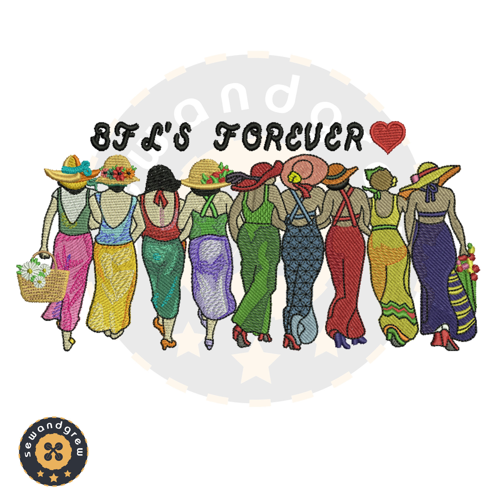 The Nine Musketeers Embroidery Design