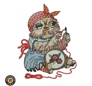 Old Owl Embroidery Design