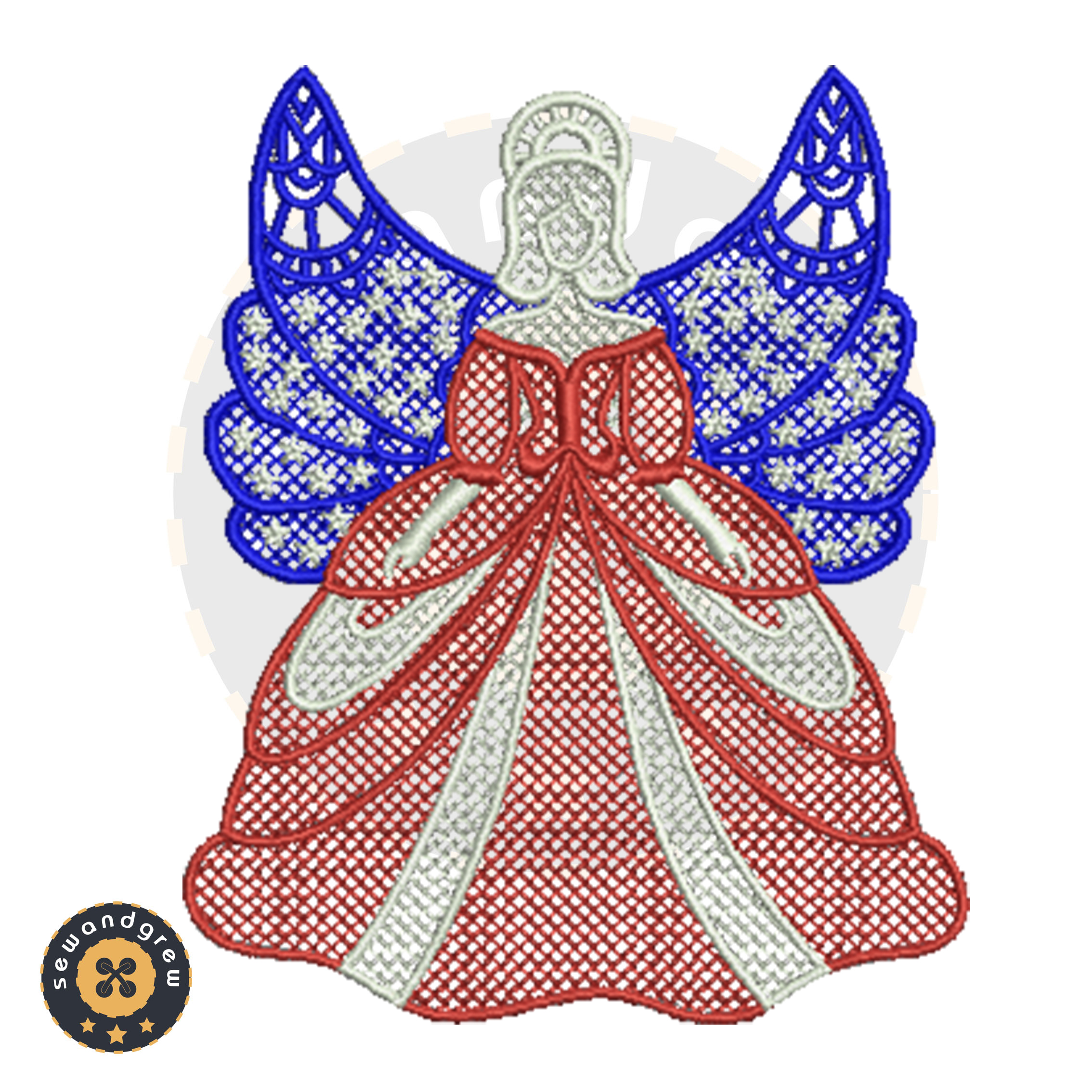 American FSL Angel Embroidery Design