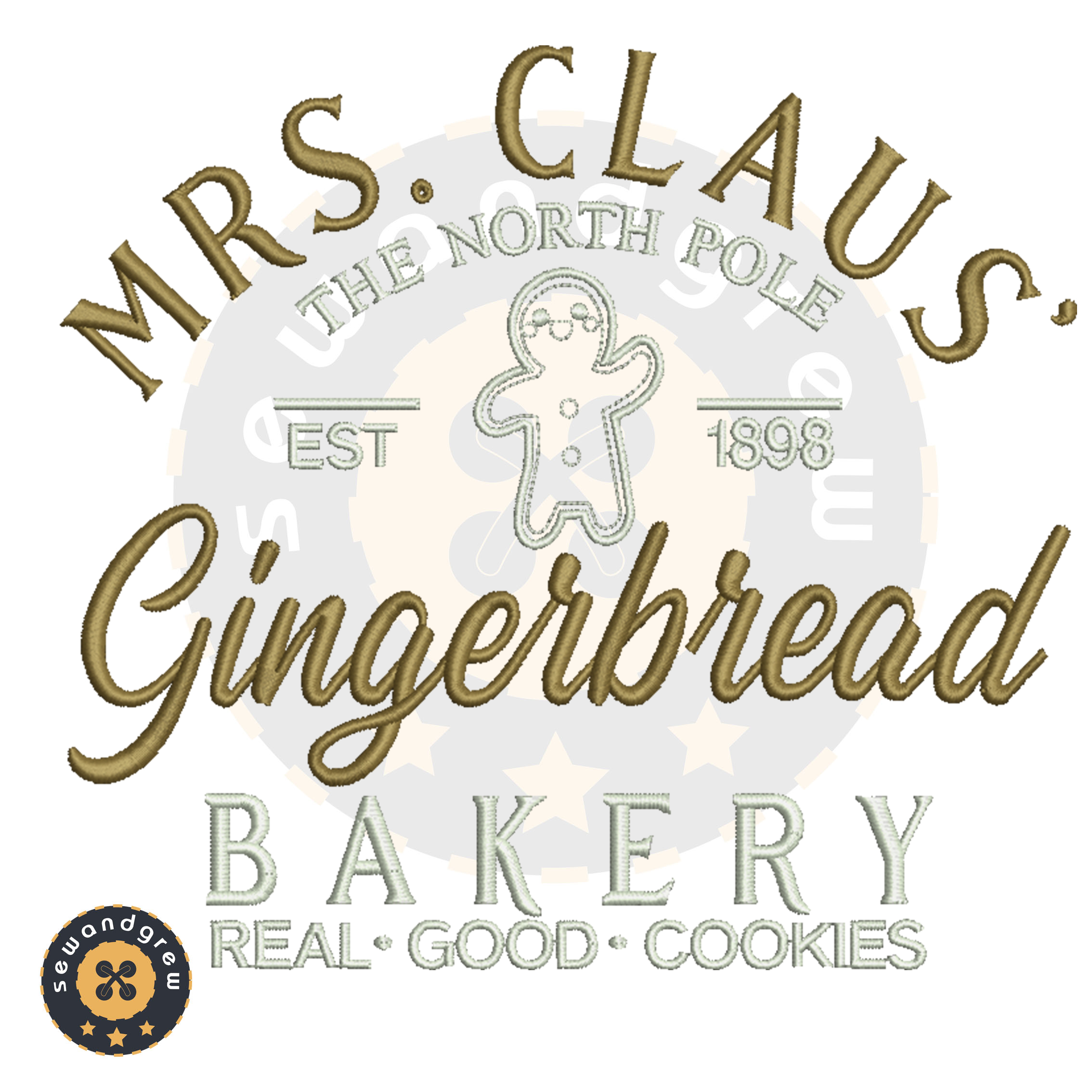 Mrs Claus Gingerbread Embroidery Design