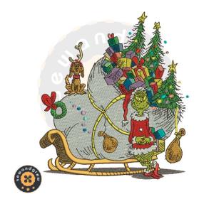 Happy Grinch Embroidery Design
