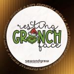 Resting Grinch Face 10 inches Embroidery Design