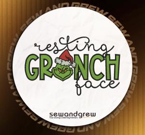 Grinch Resting Face Embroidery Design